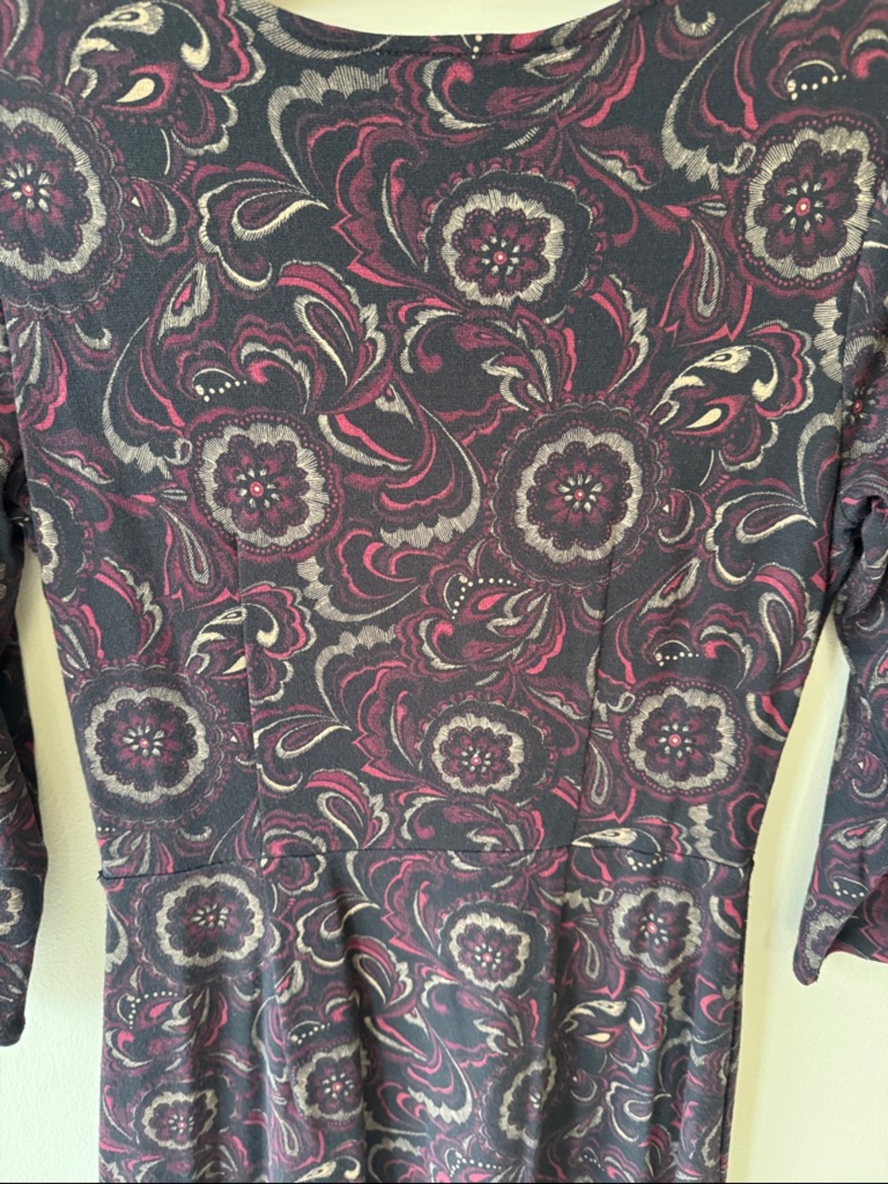 Bundle Of Three-Wrap & Fit Knit Dresses - Fuchsia, Purple, Patterned Black - Picture 11 of 11